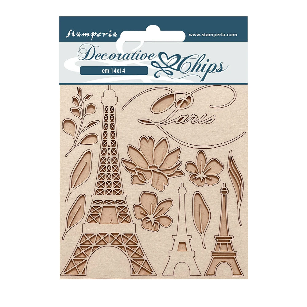 Stamperia Create Happiness Oh La La Tour Eiffel Decorative Chips Scb165* 3 Stamperia Create Happiness Oh La La Tour Eiffel Decorative Chips Scb165*