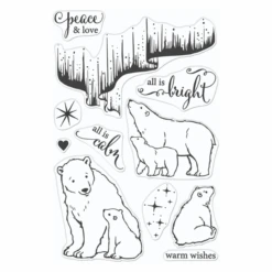 Hero Arts Northern Lights Polar Bears Clear Stamps Cm718*