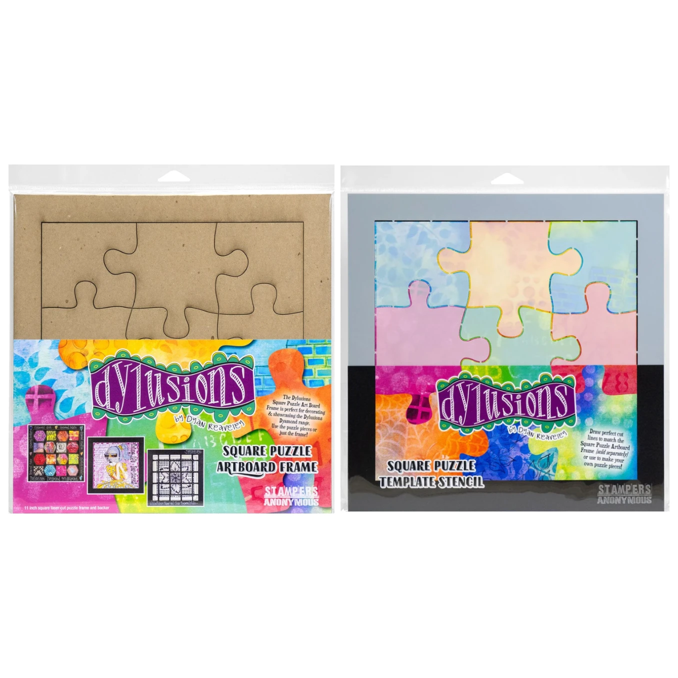 Dyan Reaveley Square Puzzle Template Chipboard And Coordinating Stencil Dylusions Set 3 Dyan Reaveley Square Puzzle Template Chipboard And Coordinating Stencil Dylusions Set
