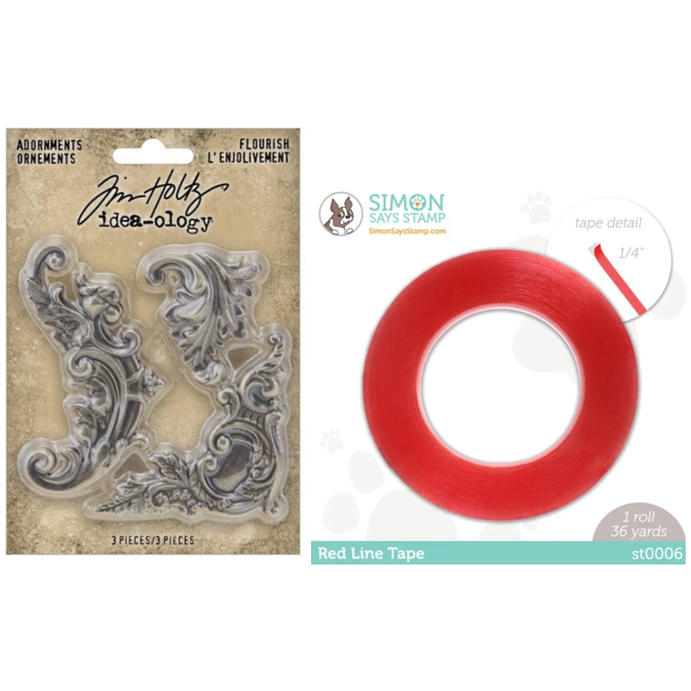 Tim Holtz Idea-ology Adornment Flourish And Red Tape 1/4 Bundle 3 Tim Holtz Idea-ology Adornment Flourish And Red Tape 1/4 Bundle