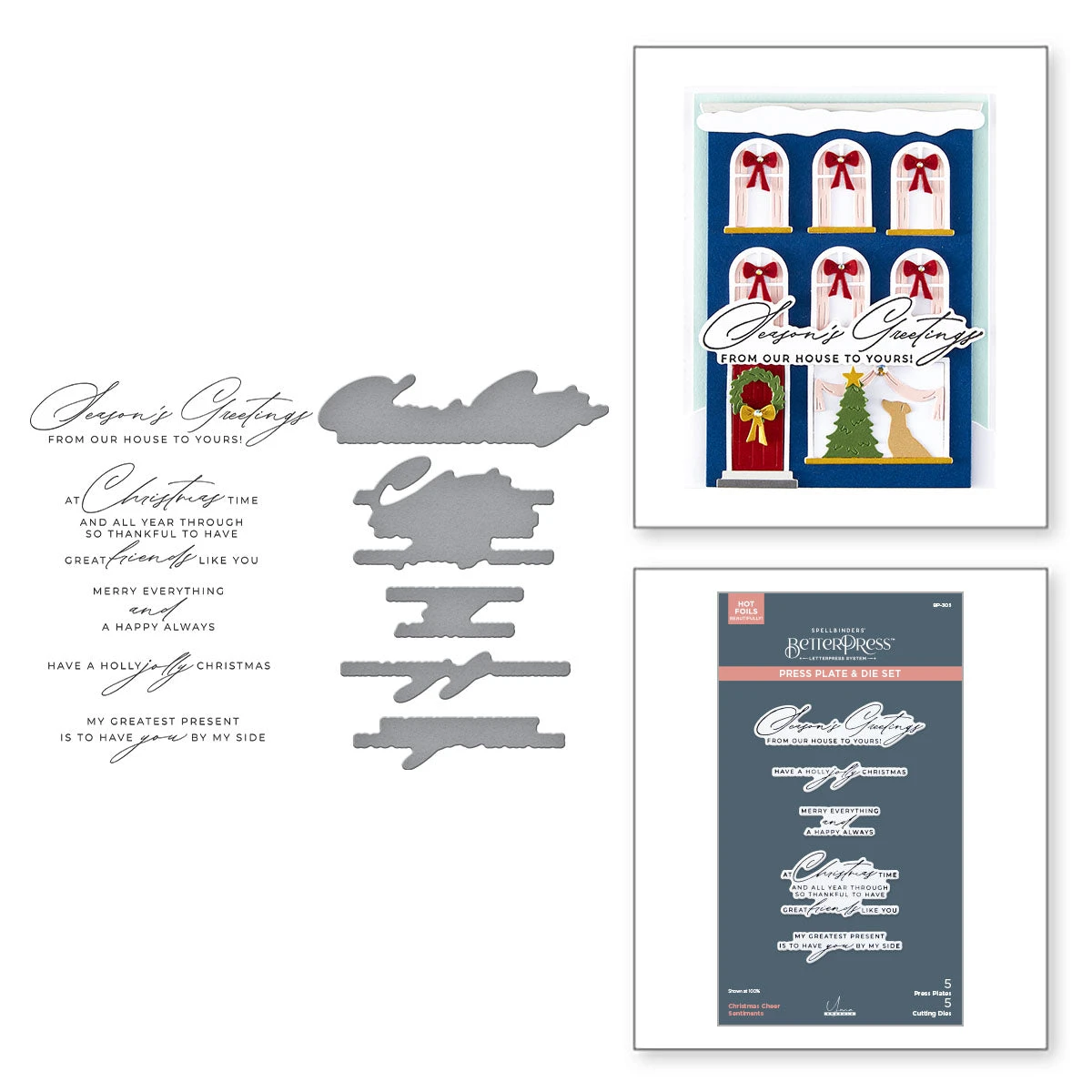 Spellbinders Christmas Cheer Sentiments BetterPress Plate And Die Set Bp-305 3 Spellbinders Christmas Cheer Sentiments BetterPress Plate And Die Set Bp-305