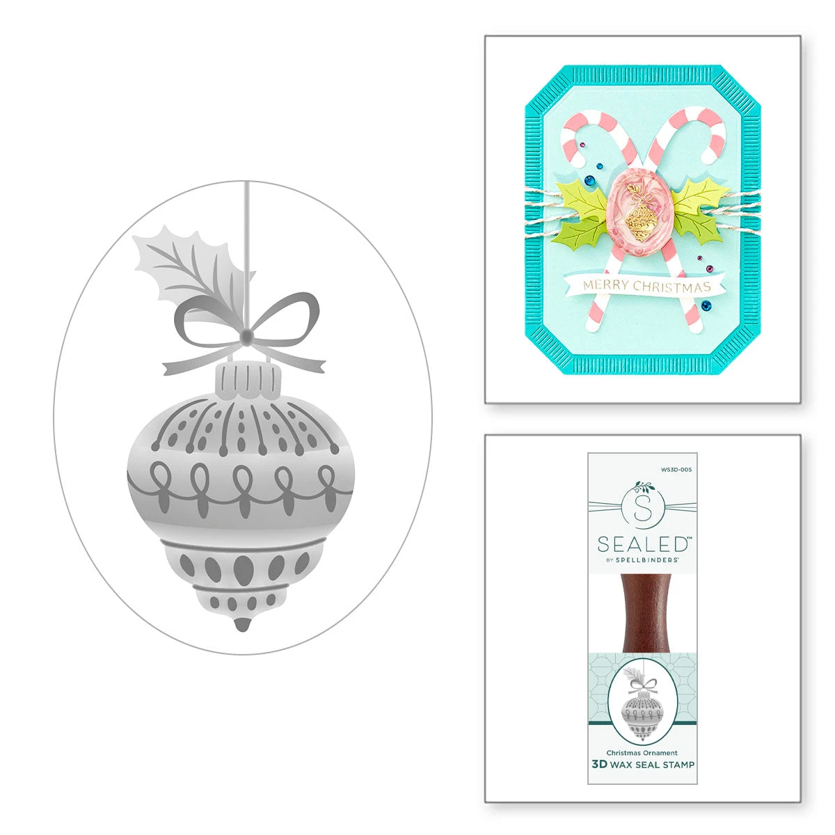 Spellbinders Christmas Ornament 3D Wax Seal Stamp Ws3d-005 3 Spellbinders Christmas Ornament 3D Wax Seal Stamp Ws3d-005