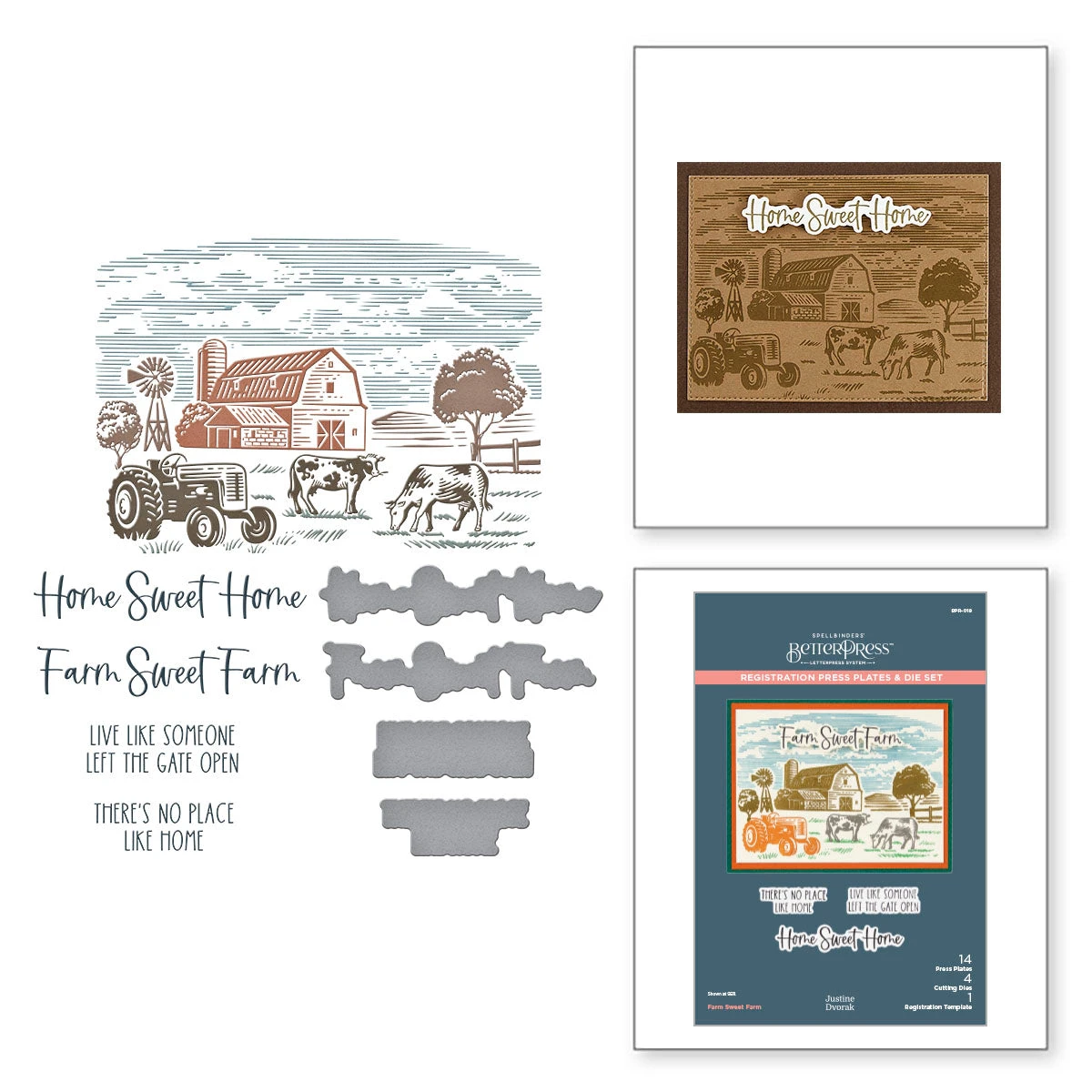 Spellbinders Farm Sweet Farm Registration BetterPress Plate And Die Set Bpr-019* 3 Spellbinders Farm Sweet Farm Registration BetterPress Plate And Die Set Bpr-019*