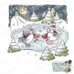 Stamping Bella Skating Penguins Cling Stamp Ag1348