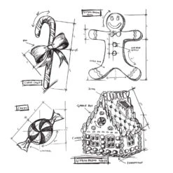Tim Holtz Cling Rubber Stamps CHRISTMAS BLUEPRINTS 3 CMS169