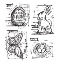 Tim Holtz Cling Rubber Stamps Easter Blueprints Cms144