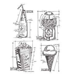 Tim Holtz Cling Rubber Stamps TREATS BLUEPRINT Cms195