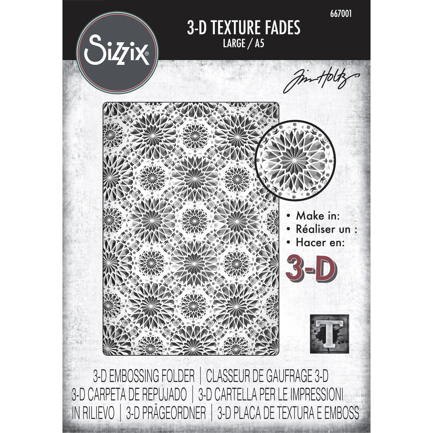 Tim Holtz Sizzix 3D Large A5 Embossing Folder Kaleidoscope 667001 3 Tim Holtz Sizzix 3D Large A5 Embossing Folder Kaleidoscope 667001