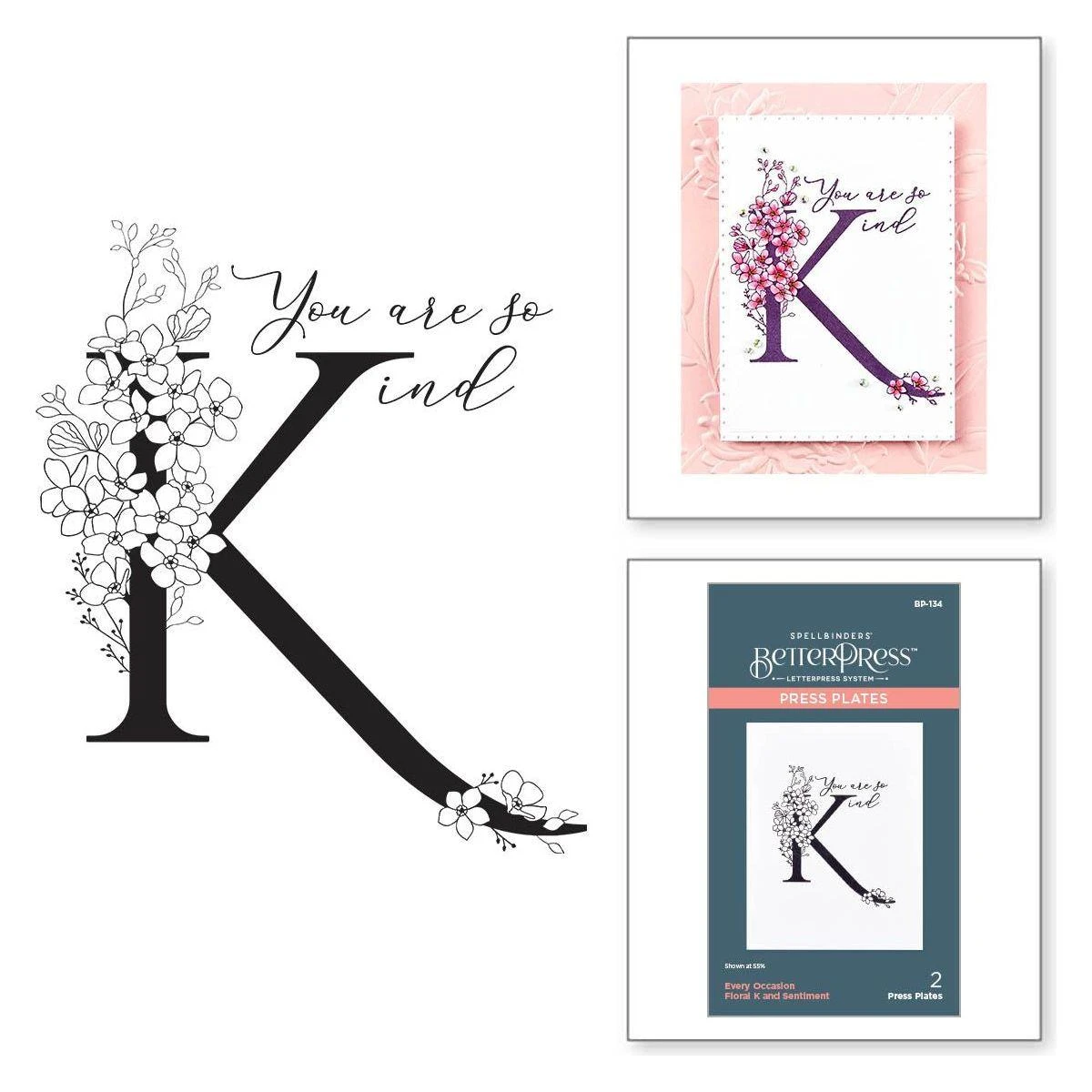 Spellbinders Floral K And Sentiment Press Plates Bp-134* 5 Spellbinders Floral K And Sentiment Press Plates Bp-134* - Image 3
