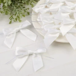 Various White Twist Tie Satin Bows Bow26101