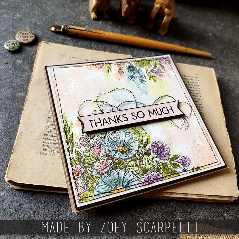 Tim Holtz Cling Rubber Stamps Floristry With Acrylic Grid Block Cms485 4 Tim Holtz Cling Rubber Stamps Floristry With Acrylic Grid Block Cms485 - Image 2