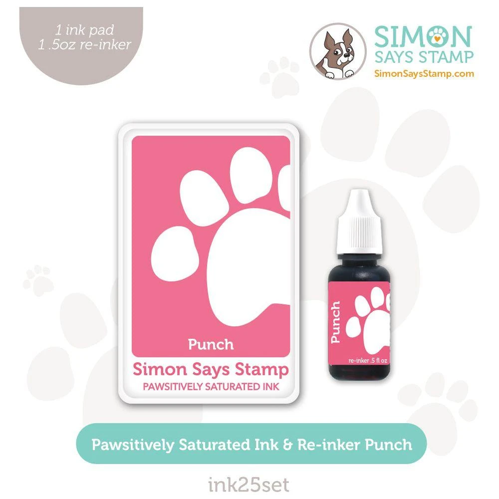 Simon Says Stamp Pawsitively Saturated Ink And Re-inker Set Punch 3 Simon Says Stamp Pawsitively Saturated Ink And Re-inker Set Punch