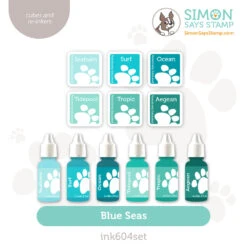 Simon Says Stamp Pawsitively Saturated Ink Cubes Blue Seas And Re-Inkers Ink604set