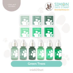 Simon Says Stamp Pawsitively Saturated Ink Cubes Green Trees And Re-Inkers Ink609set