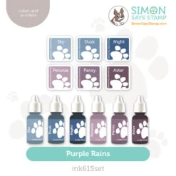 Simon Says Stamp Pawsitively Saturated Ink Cubes Purple Rains And Re-Inkers Ink615set