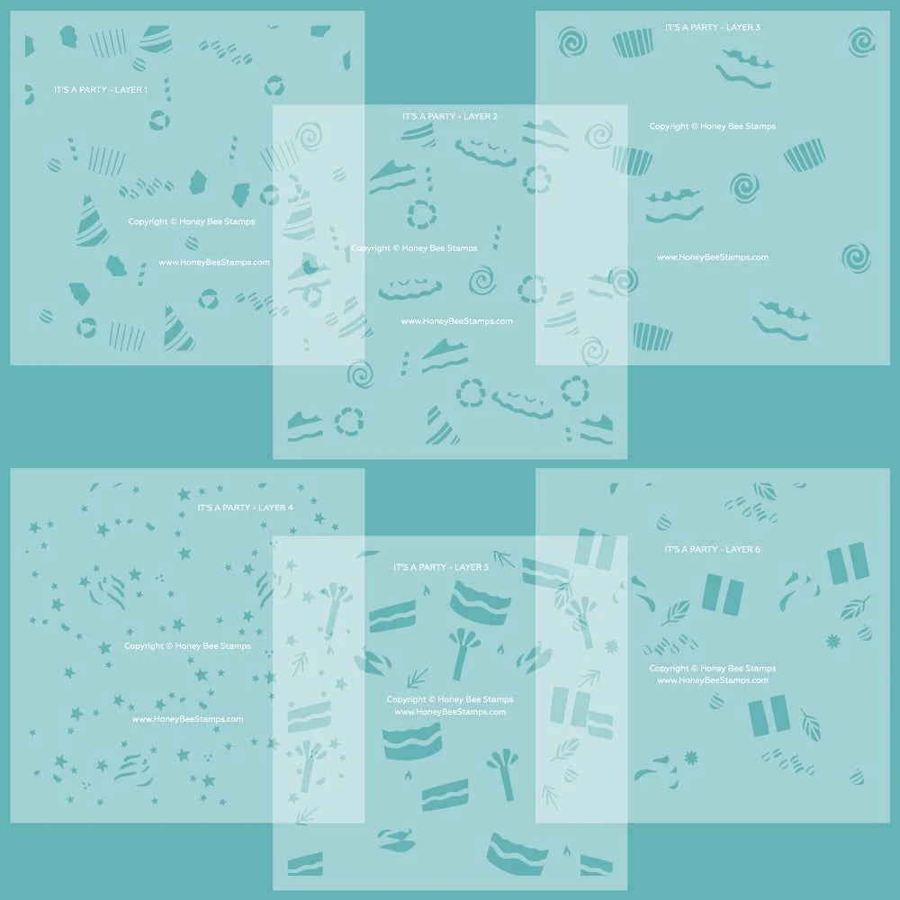 Honey Bee It's A Party Stencil Set Of 6 Hbsl-148* 3 Honey Bee It's A Party Stencil Set Of 6 Hbsl-148*