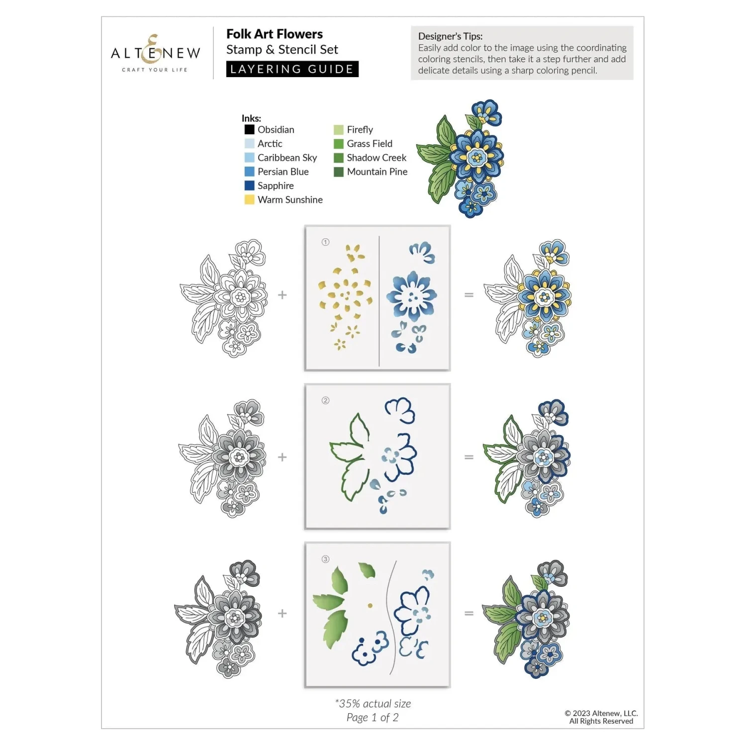 Altenew Folk Art Flowers Dies Alt7614* 4 Altenew Folk Art Flowers Dies Alt7614* - Image 2