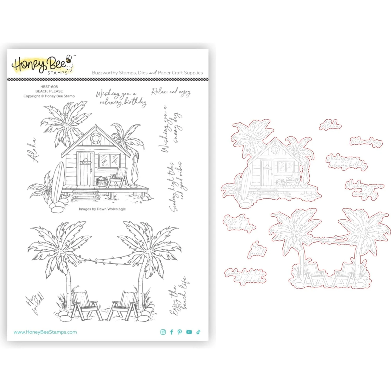 Honey Bee Beach Please Stamp And Die Bundle 3 Honey Bee Beach Please Stamp And Die Bundle