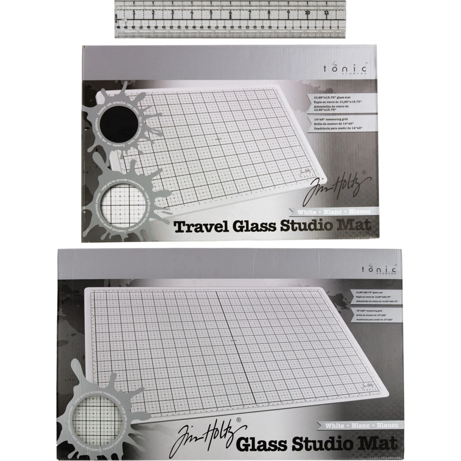 Tim Holtz Tonic Glass Studio Mats And Media Ruler Bundle 3 Tim Holtz Tonic Glass Studio Mats And Media Ruler Bundle