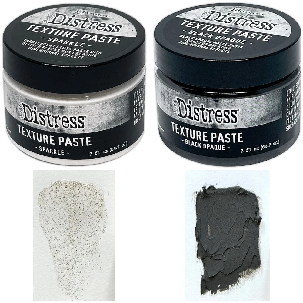 Ranger Tim Holtz Distress Texture Paste Sparkle And Black Opaque Bundle 3 Ranger Tim Holtz Distress Texture Paste Sparkle And Black Opaque Bundle