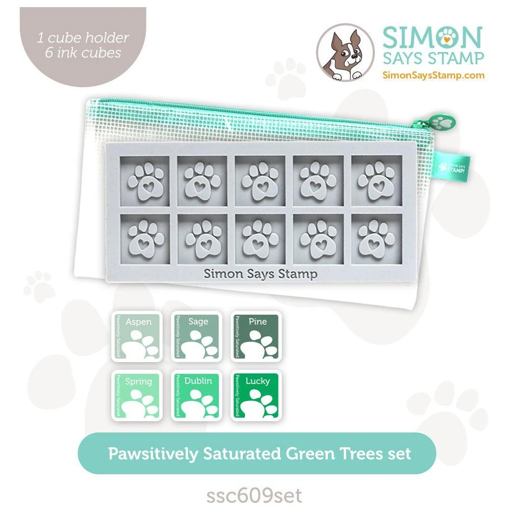 Simon Says Stamp Pawsitively Saturated Ink Cubes Green Trees And Gray Cube Holder Set 3 Simon Says Stamp Pawsitively Saturated Ink Cubes Green Trees And Gray Cube Holder Set