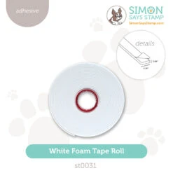 Simon Says Stamp Pawsitively Perfect WHITE FOAM TAPE 13 Ft Roll St0031