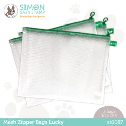 Simon Says Stamp Lucky Green Mesh Zipper Bags 3 Pack