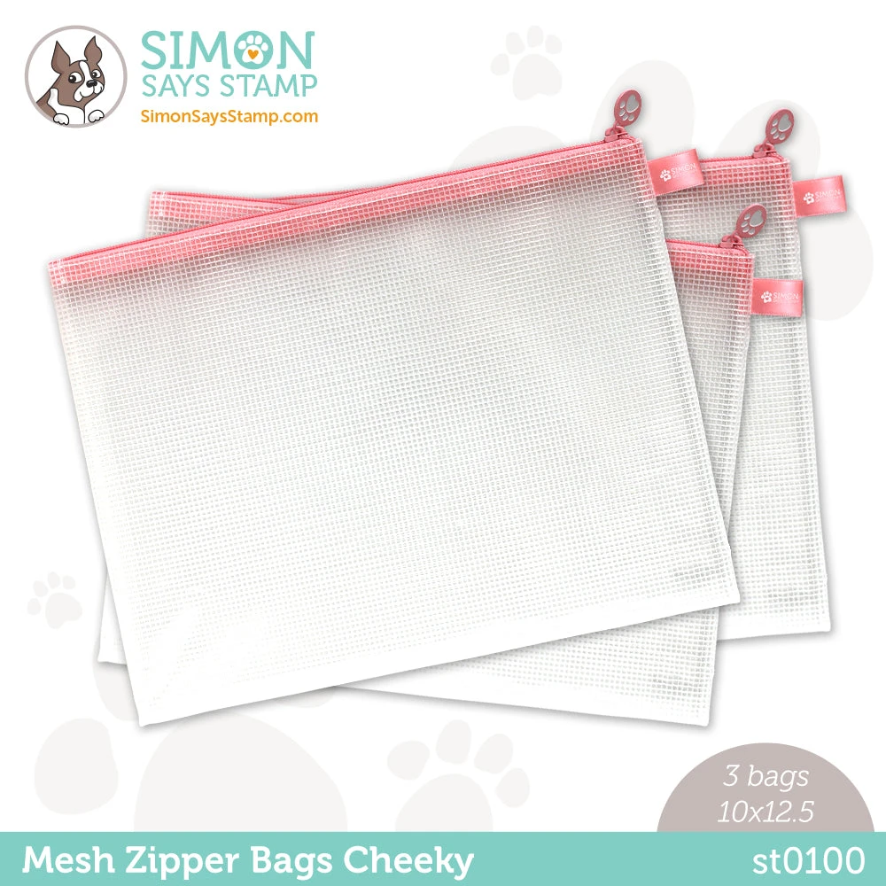 Simon Says Stamp Cheeky Pink Mesh Zipper Bags 3 Pack 3 Simon Says Stamp Cheeky Pink Mesh Zipper Bags 3 Pack