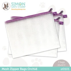 Simon Says Stamp Orchid Purple Mesh Zipper Bags 3 Pack