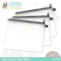 Simon Says Stamp Black Mesh Zipper Bags 3 Pack