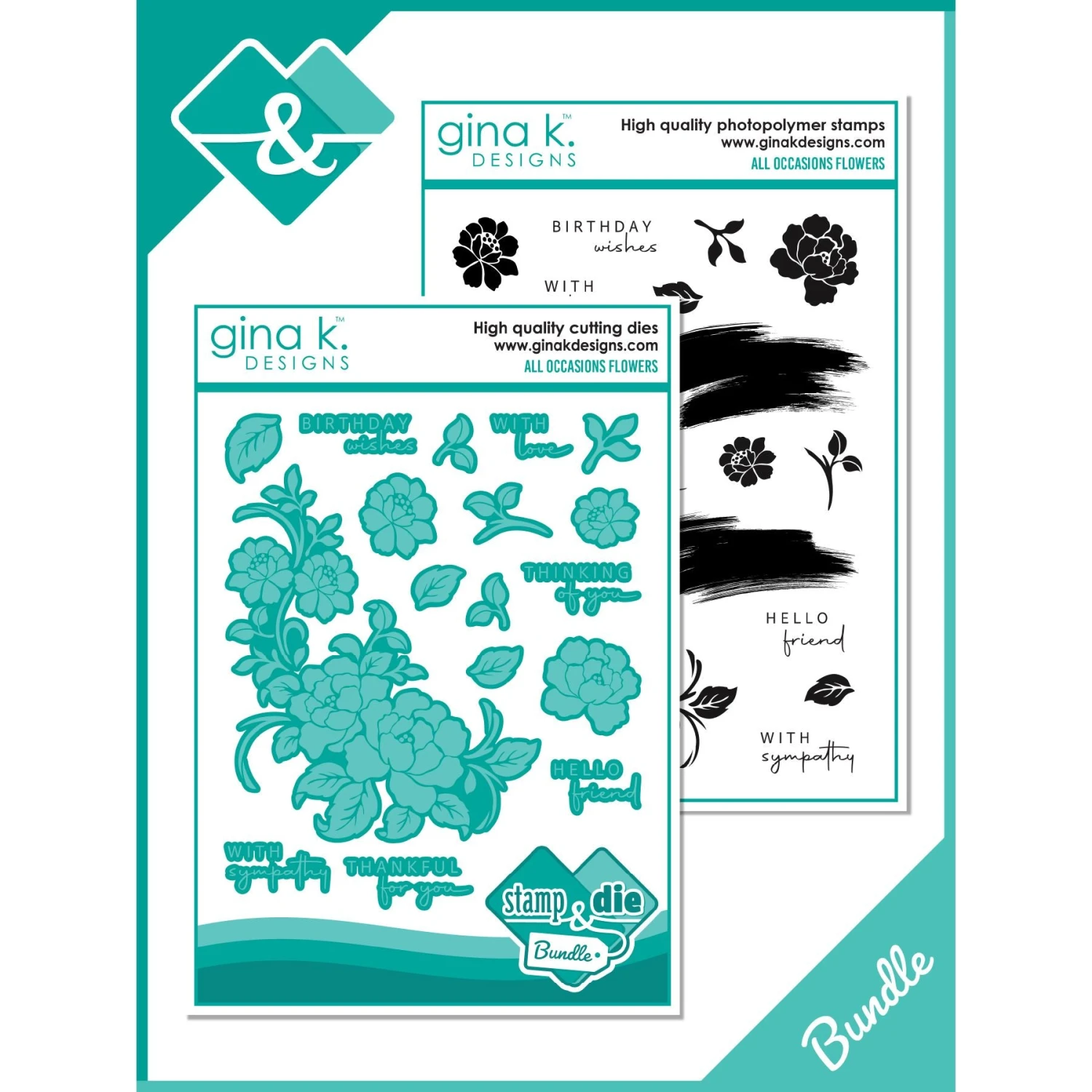 Gina K Designs All Occasion Flowers Clear Stamp And Die Bundle Die0408* 3 Gina K Designs All Occasion Flowers Clear Stamp And Die Bundle Die0408*