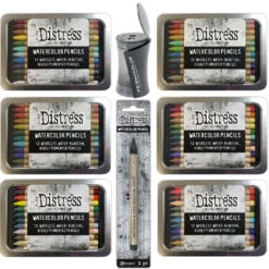 Tim Holtz Distress Watercolor Pencils Bundle Of 73 And Sharpener Ranger